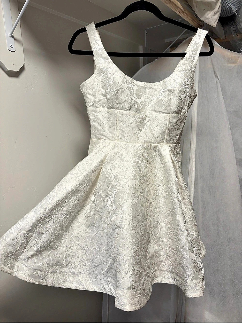 Showpo Floral Mini Dress in White Size 4